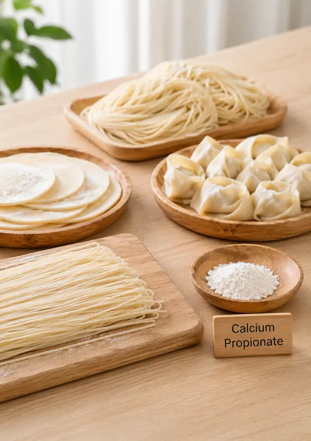 Calcium propionate is used in flour products