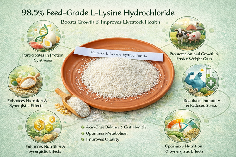 What are the roles and functions of L-lysine hydrochloride as a feed additive