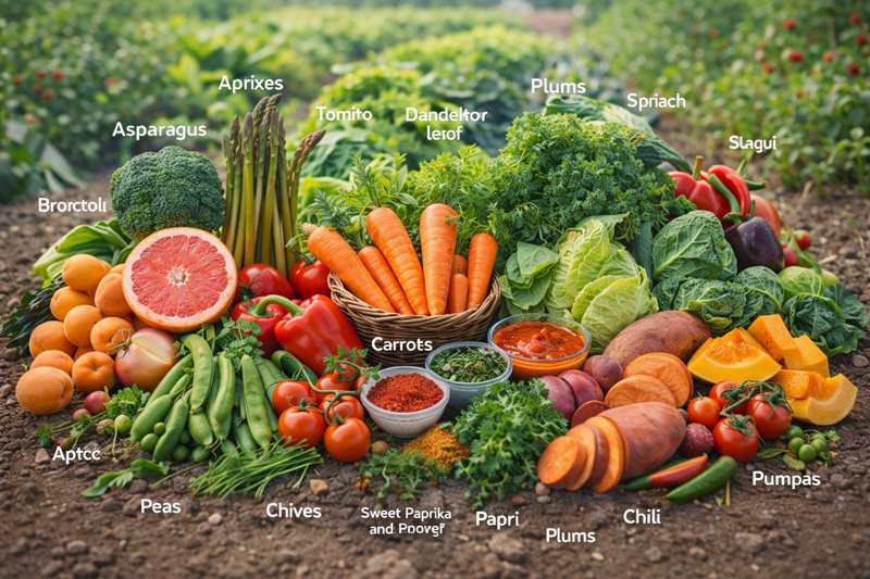Fruits and vegetables rich in beta-carotene