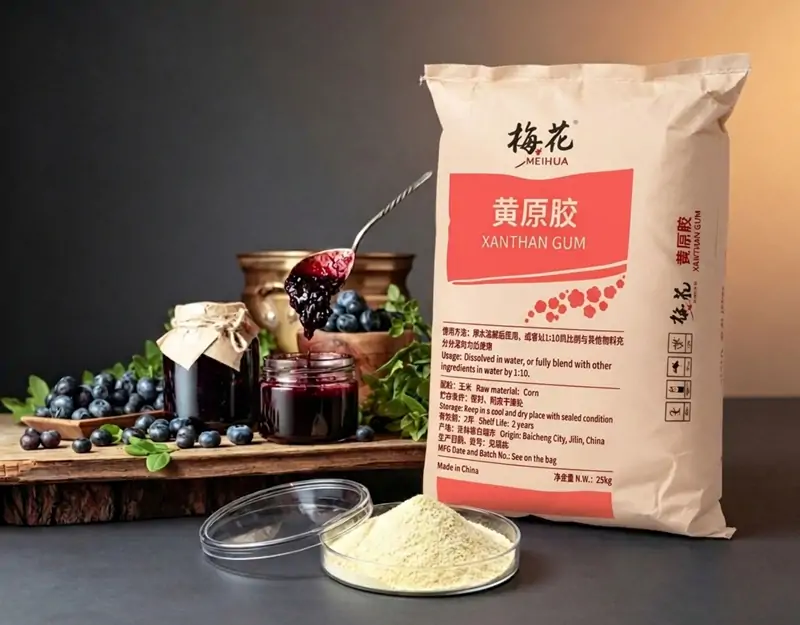 Xanthan gum is used in jams